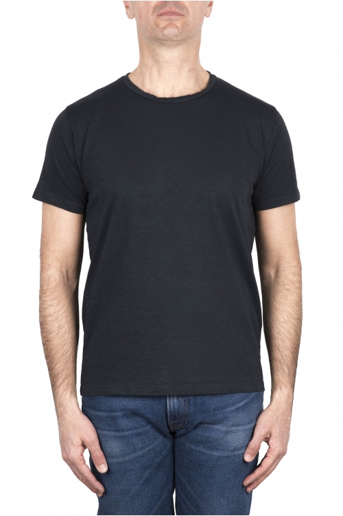 SBU 03304_2021AW Camiseta de algodón flameado con cuello redondo gris pizarra 01