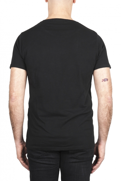 SBU 03311_2021AW T-shirt girocollo aperto in cotone fiammato nera 01