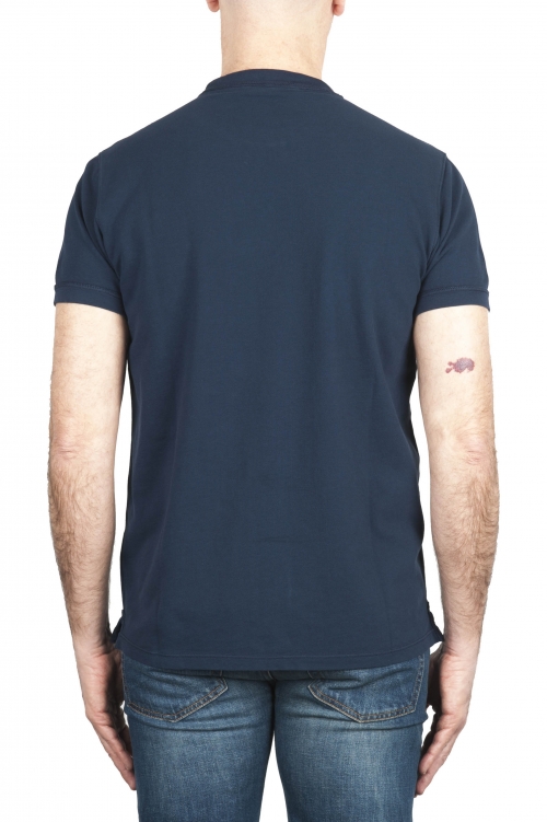 SBU 03318_2021AW T-shirt classique en coton piqué bleu marine 01