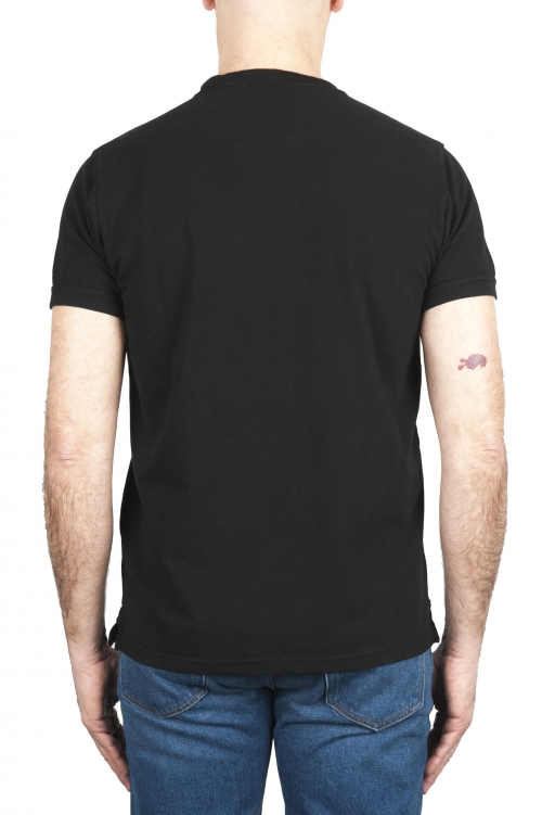 SBU 03321_2021AW T-shirt girocollo in cotone piqué nera 01