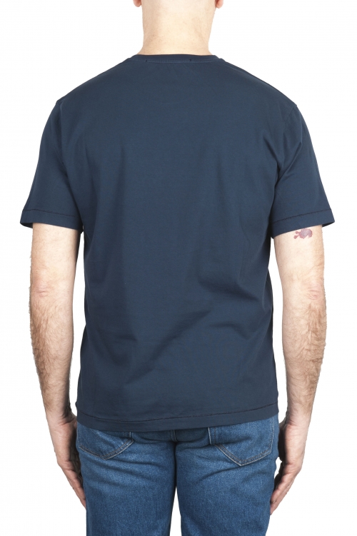 SBU 03322_2021AW Camiseta de algodón puro con cuello redondo azul marino 01