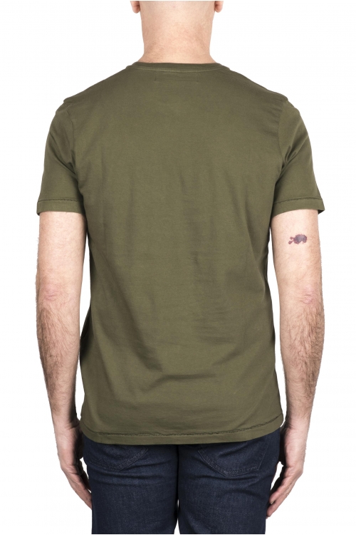 SBU 03324_2021AW Camiseta de algodón puro con cuello redondo verde 01