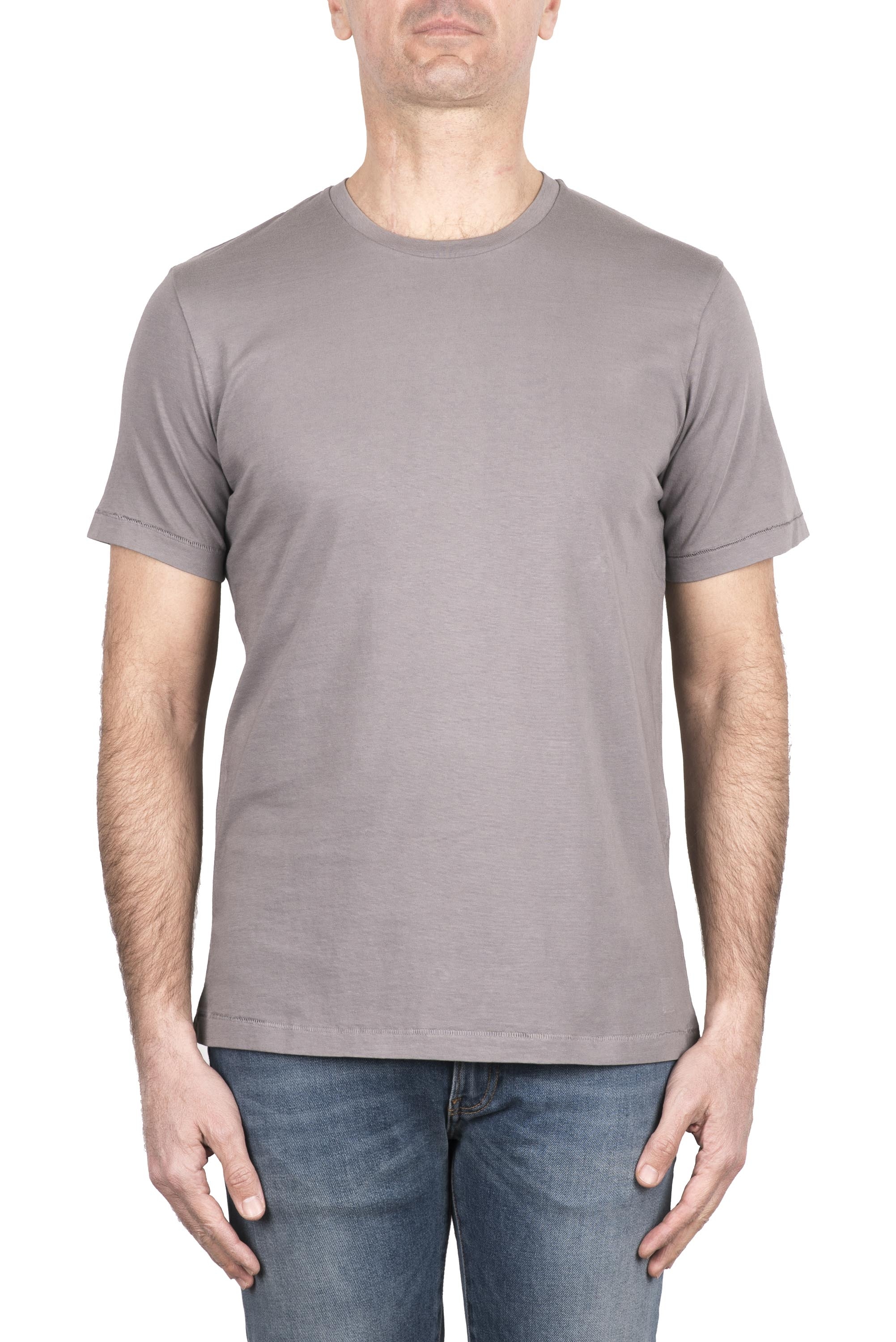SBU 03327_2021AW Camiseta de algodón puro con cuello redondo gris 01
