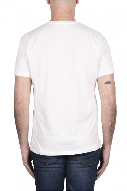 SBU 03331_2021AW T-shirt col rond en coton blanc avec poche plaquée 01