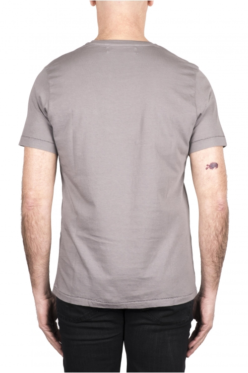 SBU 03333_2021AW Camiseta de algodón gris de cuello redondo y bolsillo de parche 01