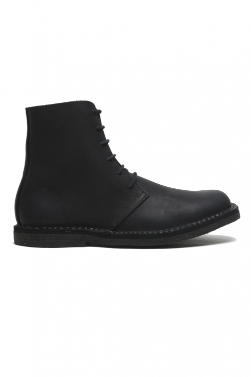 SBU 03545_2021AW Classic high top desert boots in black waxed calfskin leather 01
