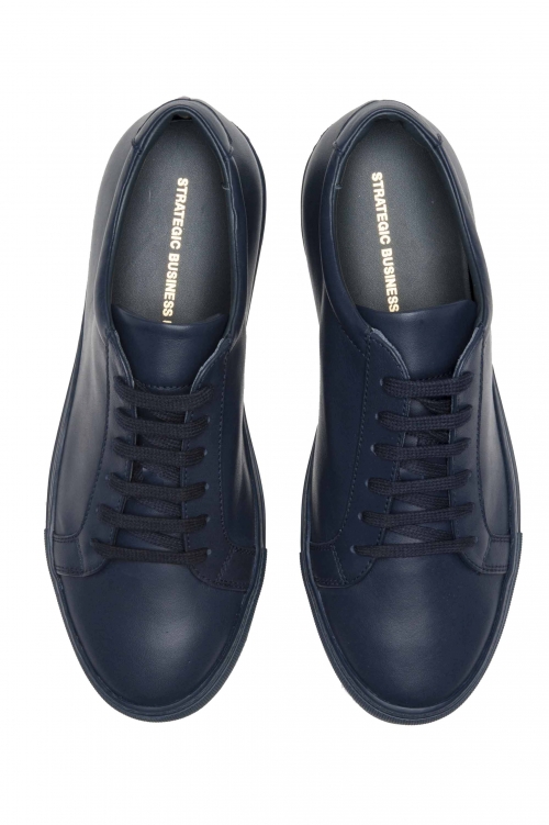 SBU 03560_2021AW Classic lace up sneakers in blue calf-skin leather 01