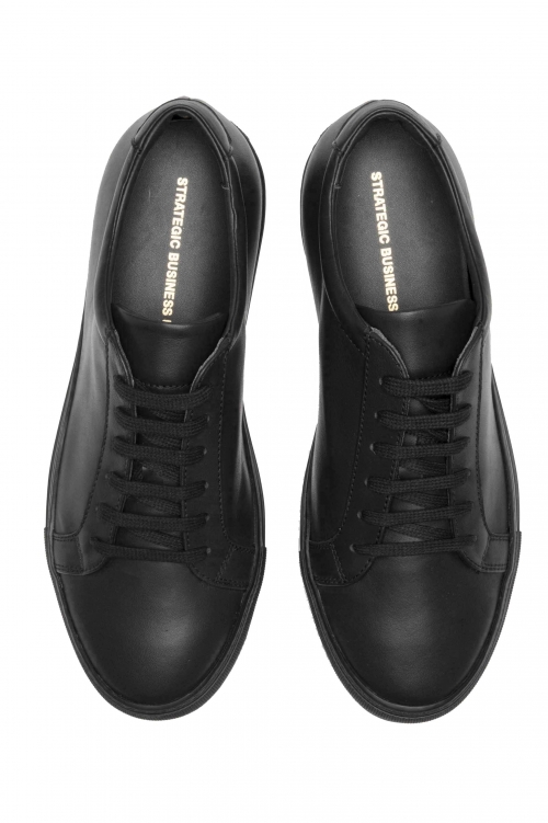 SBU 03561_2021AW Classic lace up sneakers in black calf-skin leather 01