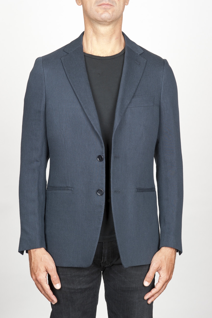 SBU 00917 Single breasted unlined 2 button jacket in blue wool 01