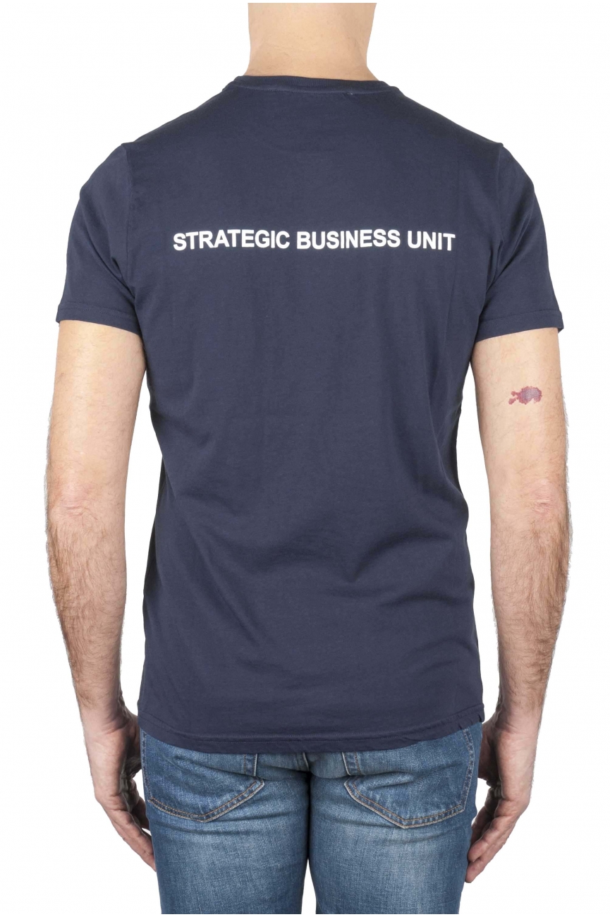 SBU 03580_2021AW Round neck blue t-shirt printed with SBU logo 01