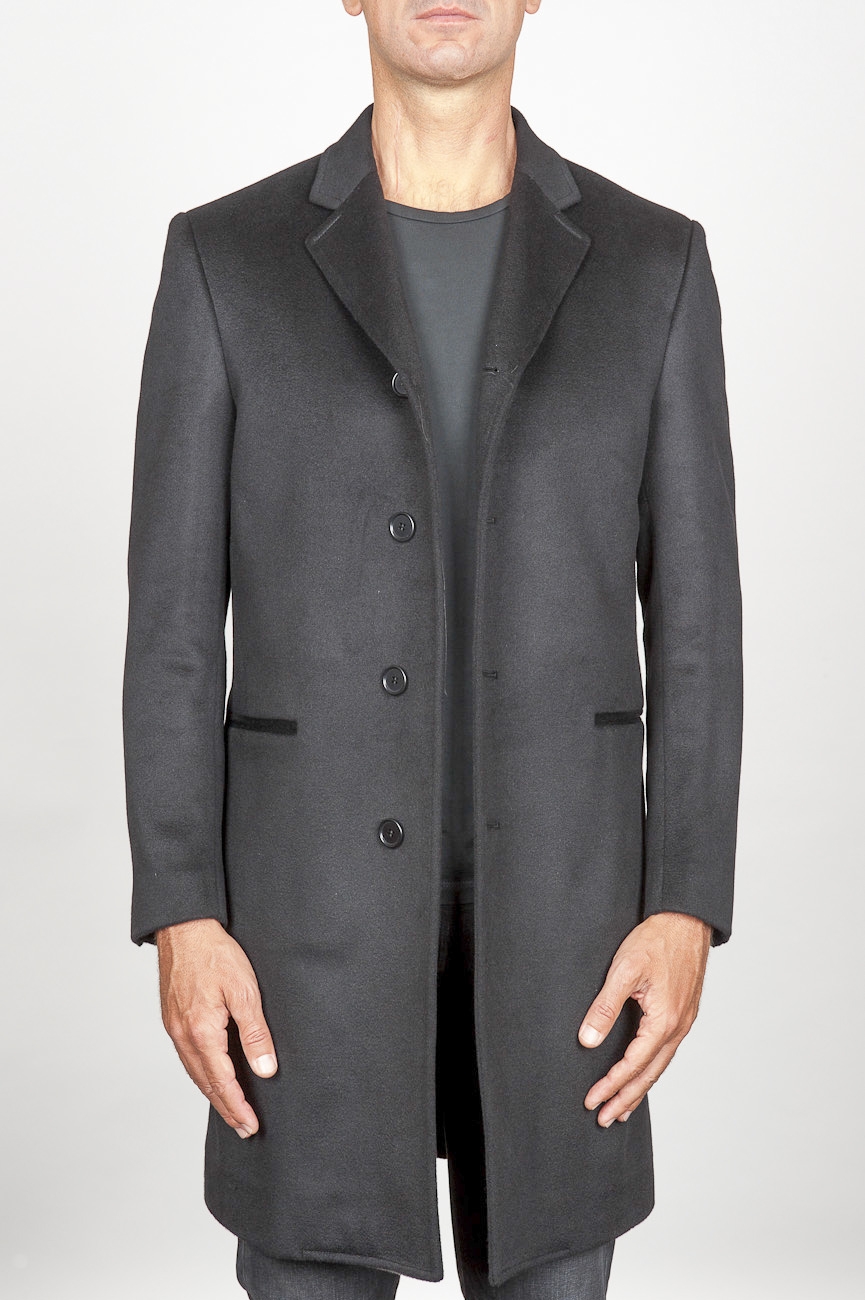 SBU 00919 Clásico abrigo masculino gris de cachemire 01