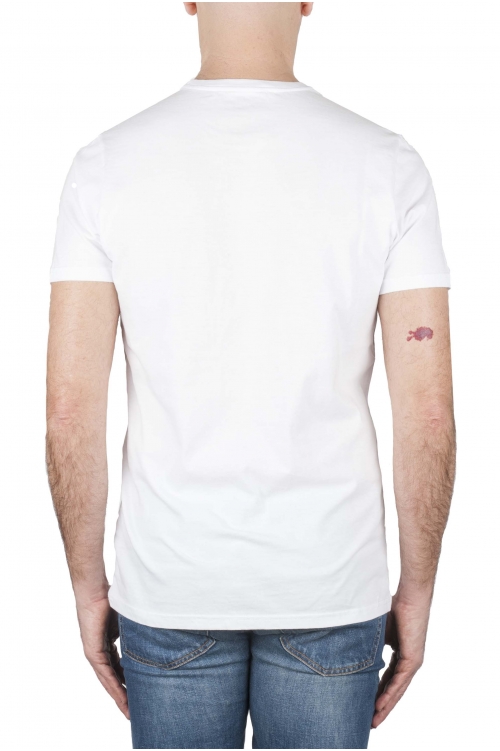 SBU 03590_2021AW T-shirt blanc à col rond imprimé à la main 01