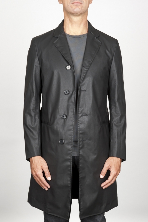 SBU 00920 Classic men's black waterproof raincoat in cotton blend 01