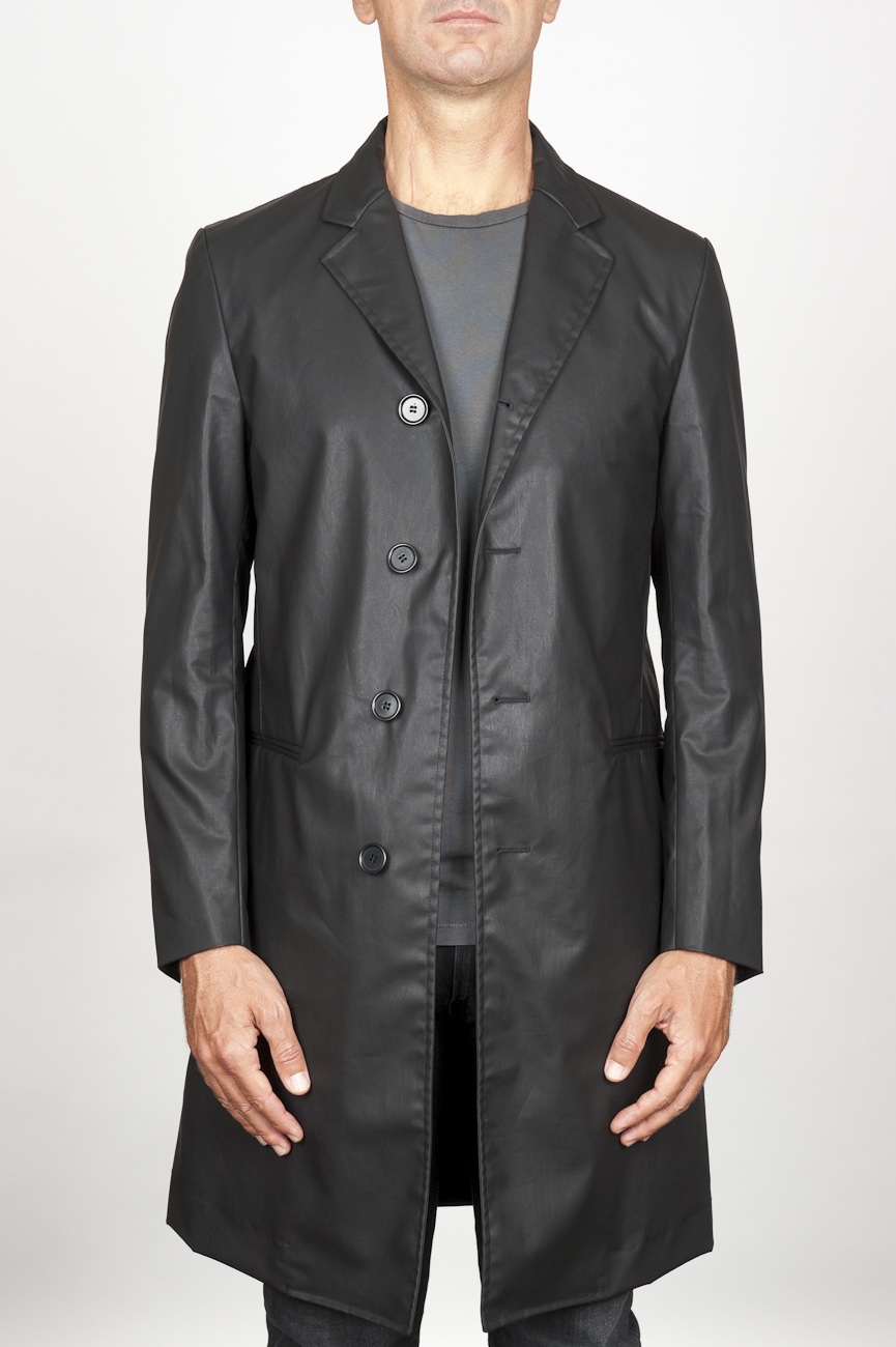 SBU 00920 Trench-coat en coton imperméable noir classique 01