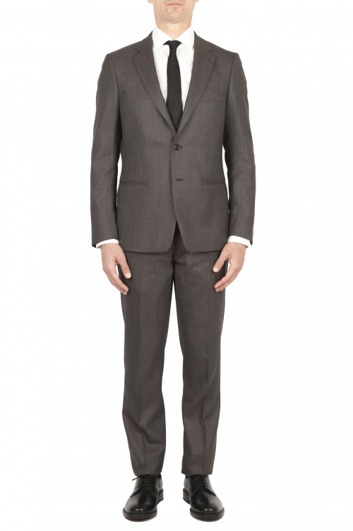 SBU 03037_2021AW Blazer y pantalón de traje formal en lana  fresca marrón oscuro 01