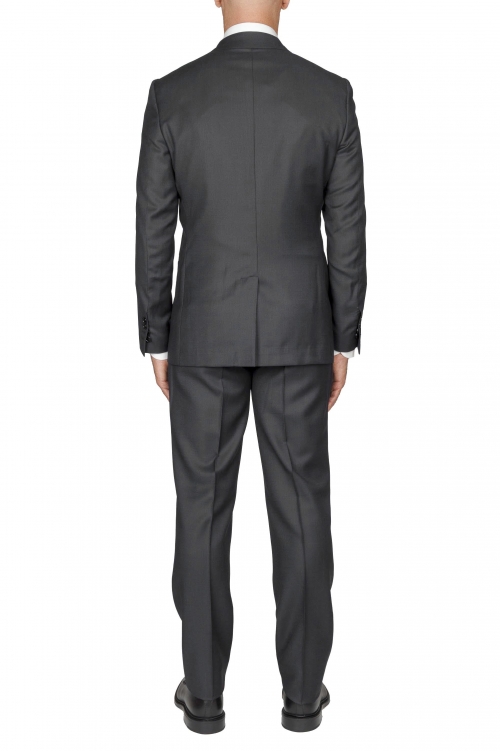 SBU 03048_2021AW Blazer et pantalon de costume gris en fresco de laine oeil de perdrix pour hommes 01