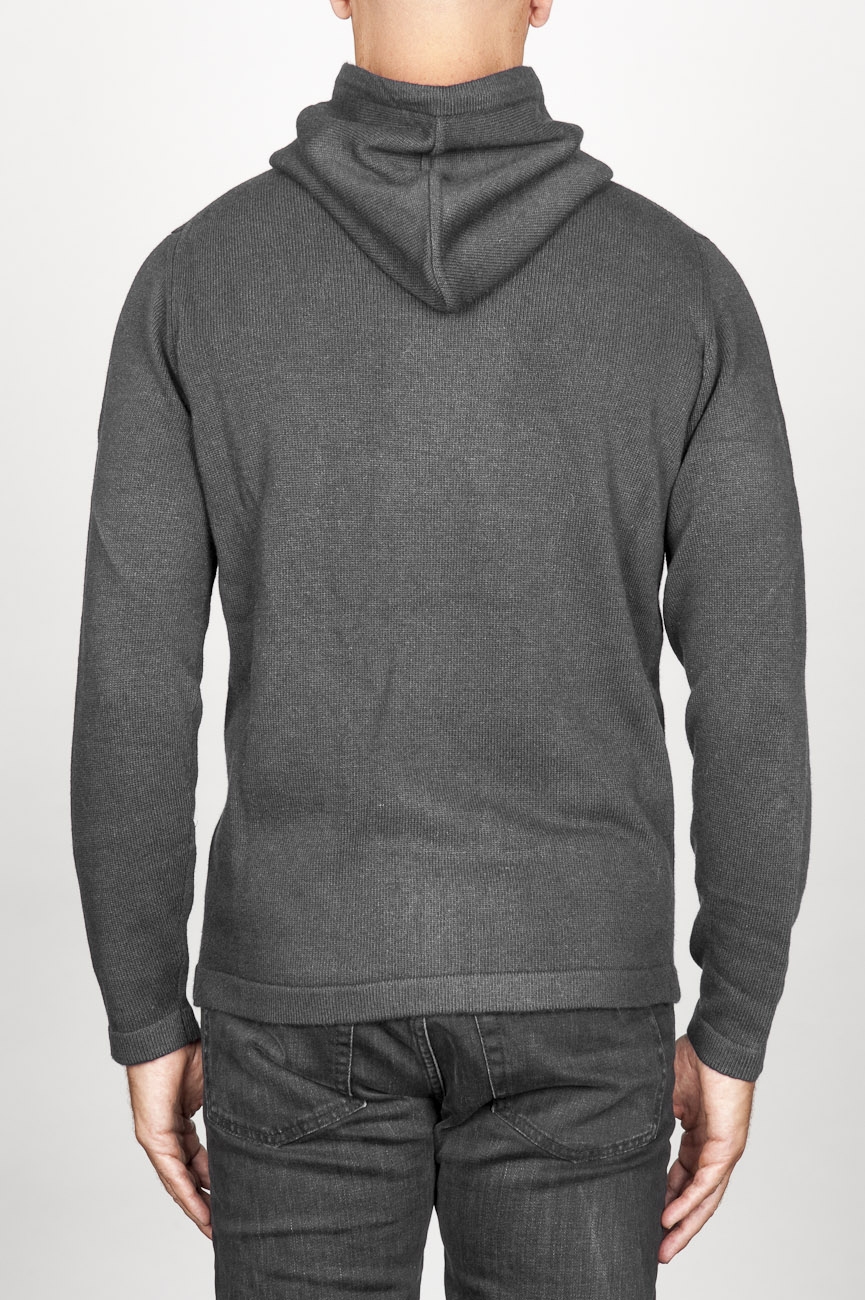Cashmere blend zipped hooded sweater grey