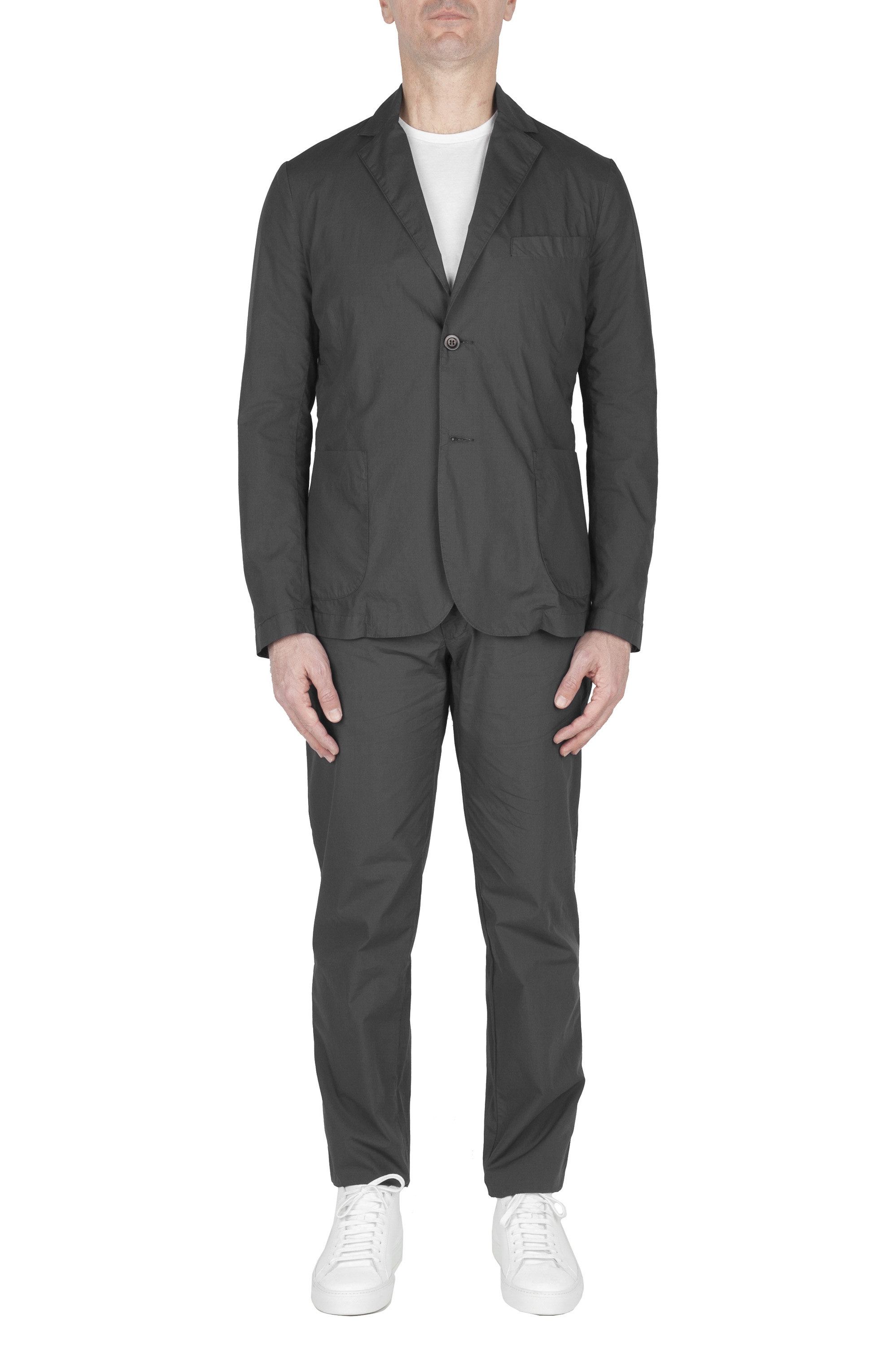 SBU 03058_2021AW Chaqueta y pantalón de traje deportivo de algodón gris oscuro 01