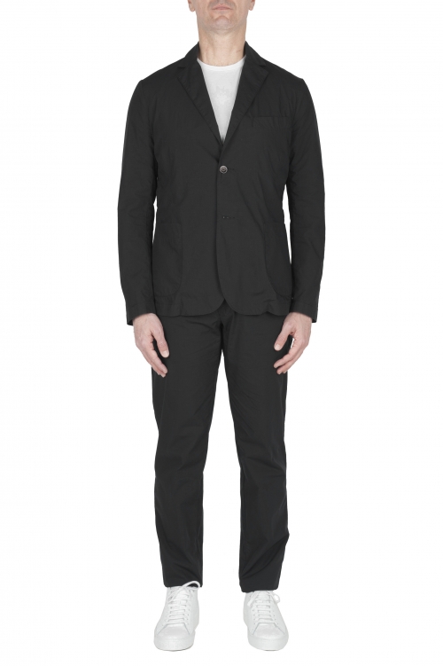 SBU 03061_2021AW Chaqueta y pantalón de traje deportivo de algodón negro 01