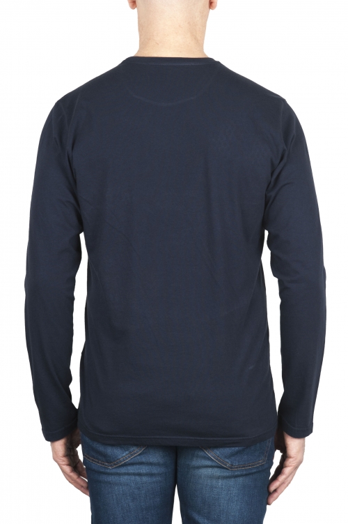 SBU 03598_2021AW Camiseta clásica de manga larga de jersey de algodón azul 01