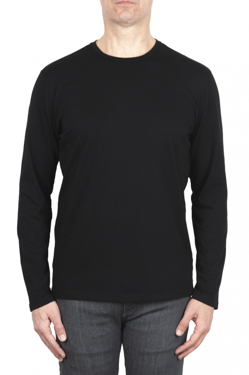 SBU 03601_2021AW Camiseta clásica de manga larga de jersey de algodón negra 01