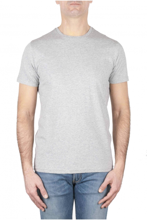 SBU 03602_2021AW Camiseta clásica de punto de algodón gris jaspeado 01