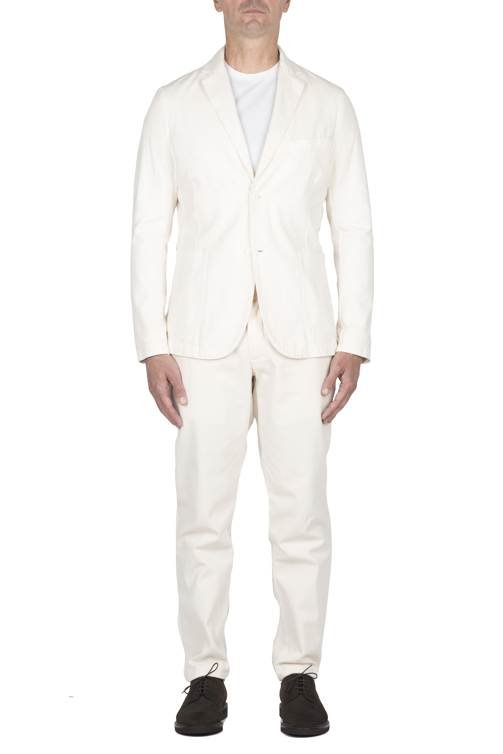 SBU 03606_2021AW Abito in cotone completo di giacca e pantalone bianco 01