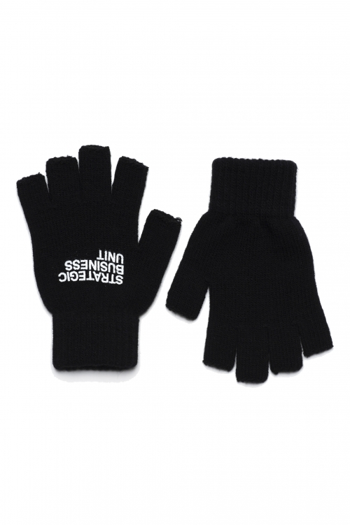 SBU 03613_2021AW Black knitted fingerless gloves 01