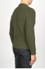 SBU 00946 Suéter clásico de cuello redondo en lana pura con punto de espiga verde 03