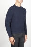 SBU 00947 Classic crew neck sweater in blue pure wool fisherman's rib 02