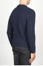 SBU 00947 Pullover girocollo classico blu in pura lana a costa inglese 03