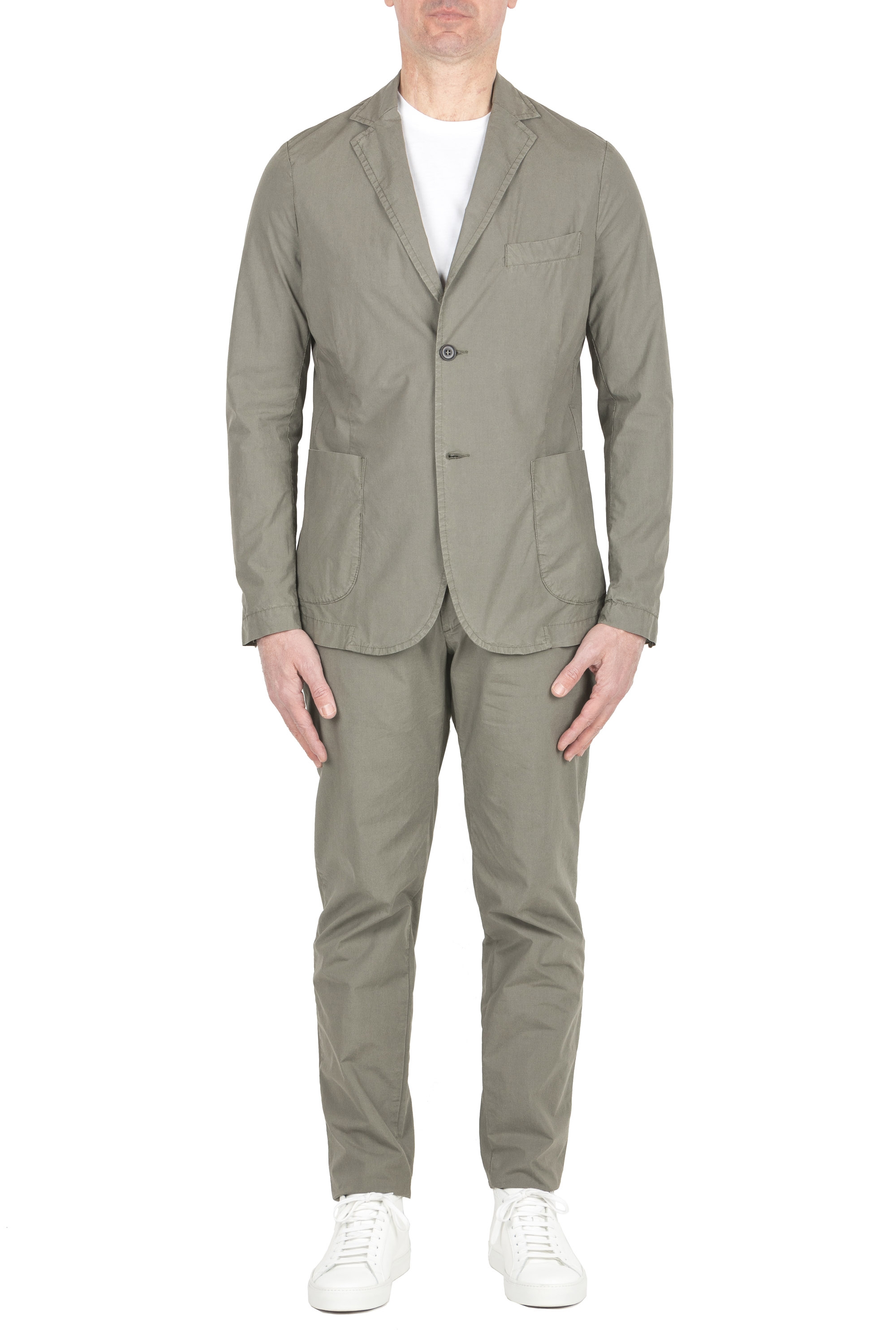 SBU 03702_2022SS Green cotton blend sport suit blazer and trouser 01