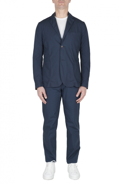 SBU 03703_2022SS Blue cotton sport suit blazer and trouser 01