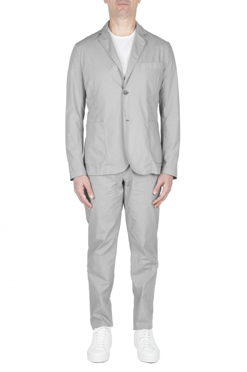 SBU 03704_2022SS Abito in cotone completo di giacca e pantalone grigio chiaro 01