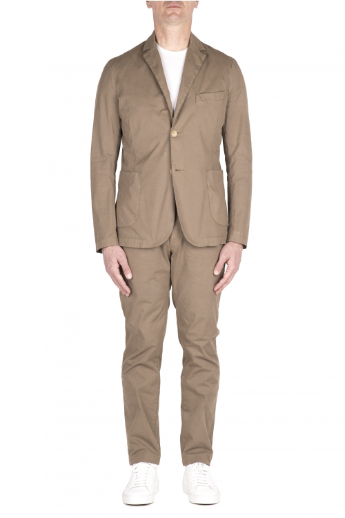 SBU 03706_2022SS Khaki cotton sport suit blazer and trouser 01