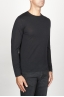 SBU 00948 Suéter clásico de cuello redondo en lana merina negro 02