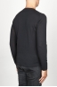 SBU 00948 Suéter clásico de cuello redondo en lana merina negro 03
