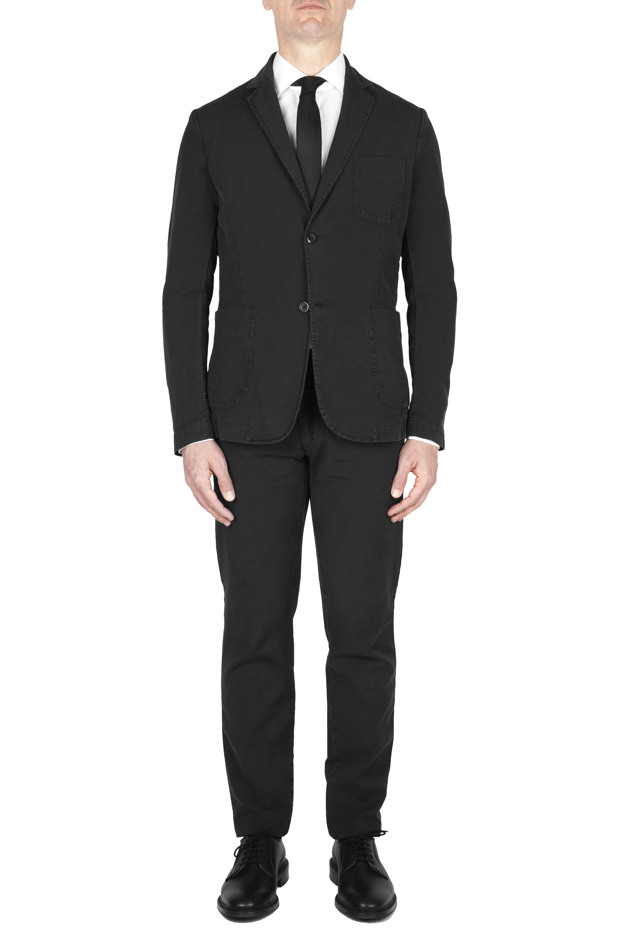 SBU 03715_2022SS Black cotton sport suit blazer and trouser 01