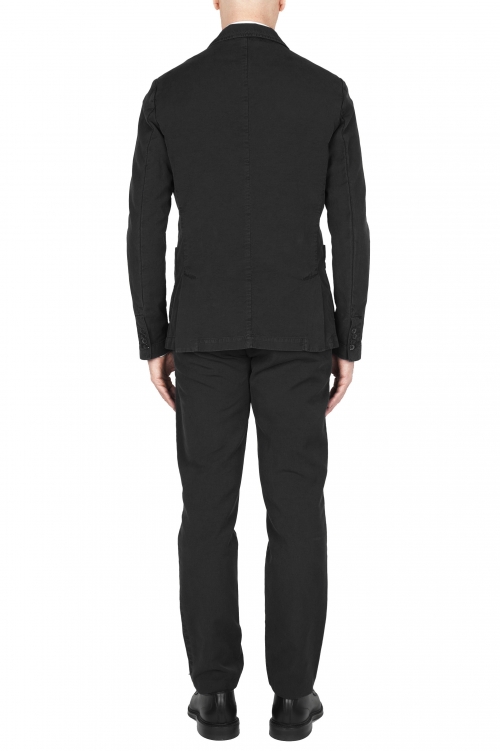 SBU 03715_2022SS Blazer et pantalon de costume sport en coton noir 01