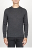 SBU 00949 Suéter clásico de cuello redondo en lana merina gris 01