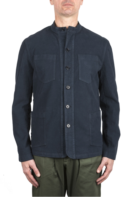 SBU 03728_2022SS Mandarin collar sartorial work jacket navy blue 01