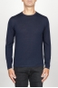 SBU 00950 Suéter clásico de cuello redondo en lana merina azul 01