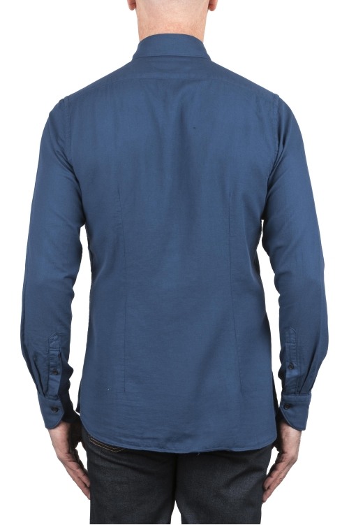 SBU 03736_2022SS Camisa de sarga de algodón azul índigo 01