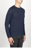SBU 00950 Suéter clásico de cuello redondo en lana merina azul 02