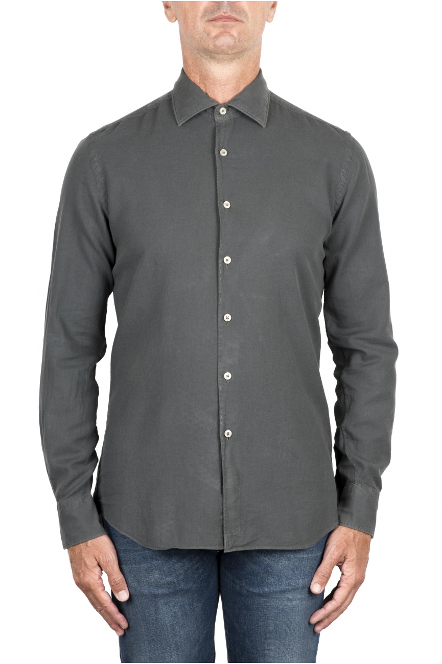 SBU 03738_2022SS Camicia in twill di cotone verde 01