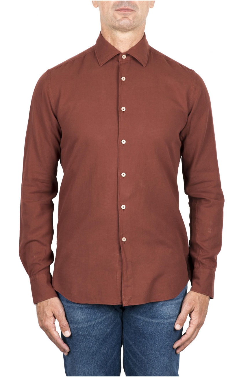 SBU 03739_2022SS Camicia in twill di cotone marrone 01