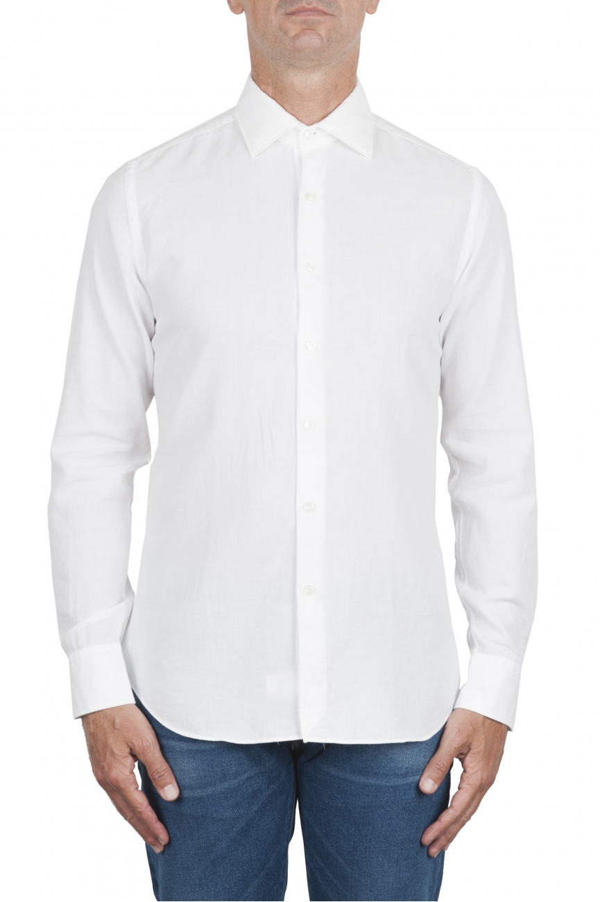 SBU 03745_2022SS Camicia in twill di cotone bianca 01