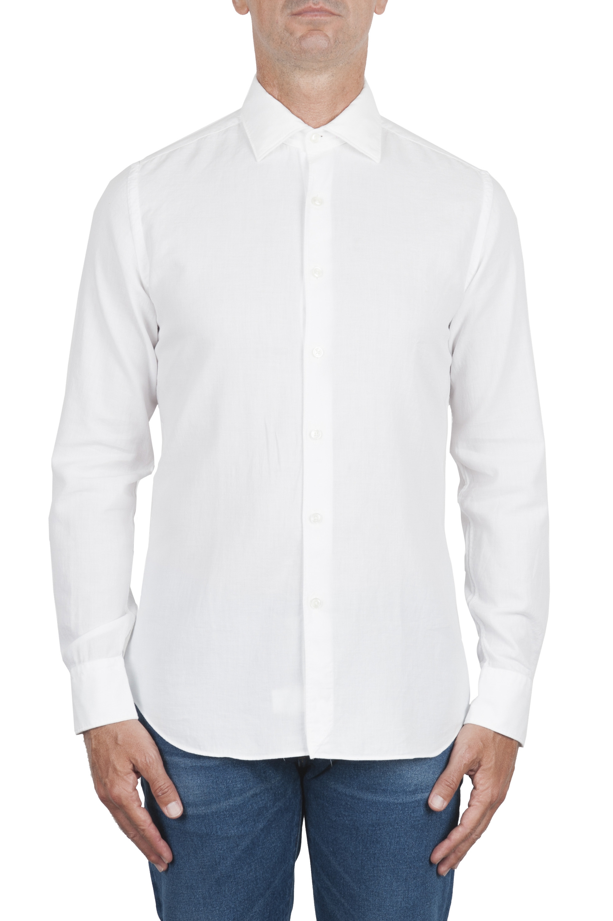 SBU 03745_2022SS Camicia in twill di cotone bianca 01