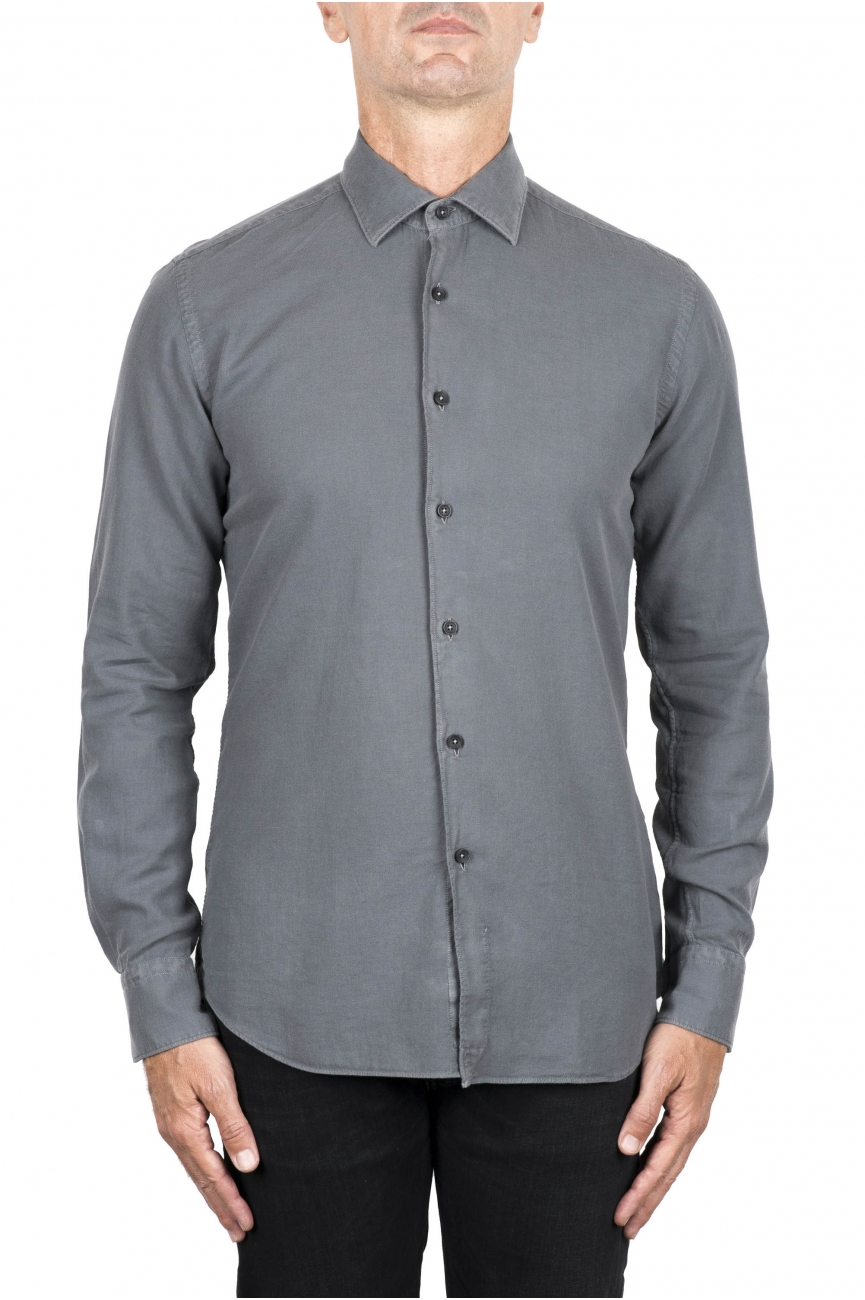 SBU 03746_2022SS Camicia in twill di cotone grigia 01