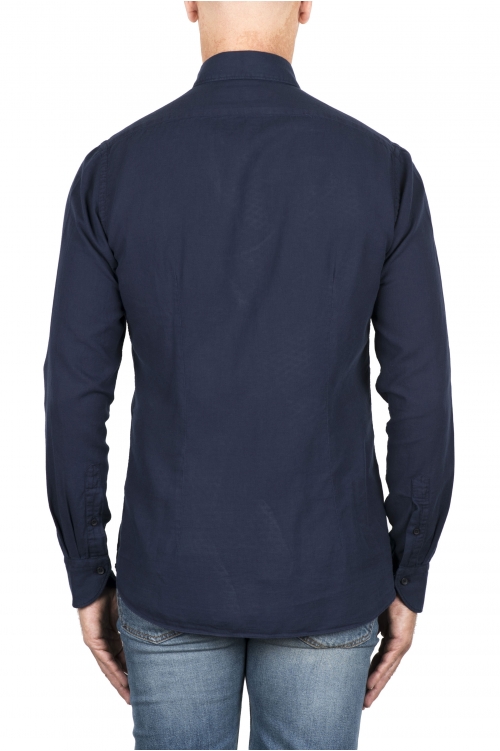 SBU 03747_2022SS Camisa de sarga de algodón azul marino 01